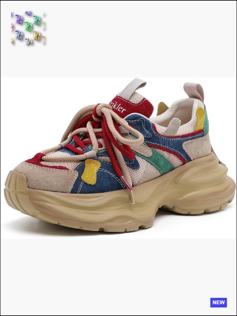 Chunky Platform Sneakers Fashion Retro Lace Up Comfort Walking Shoes